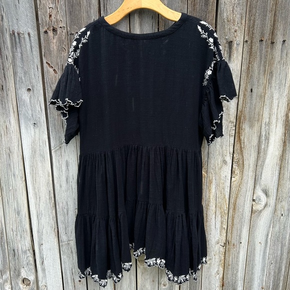Free People Santiago Floral Embroidered Dress Black White XS - Picture 9 of 15
